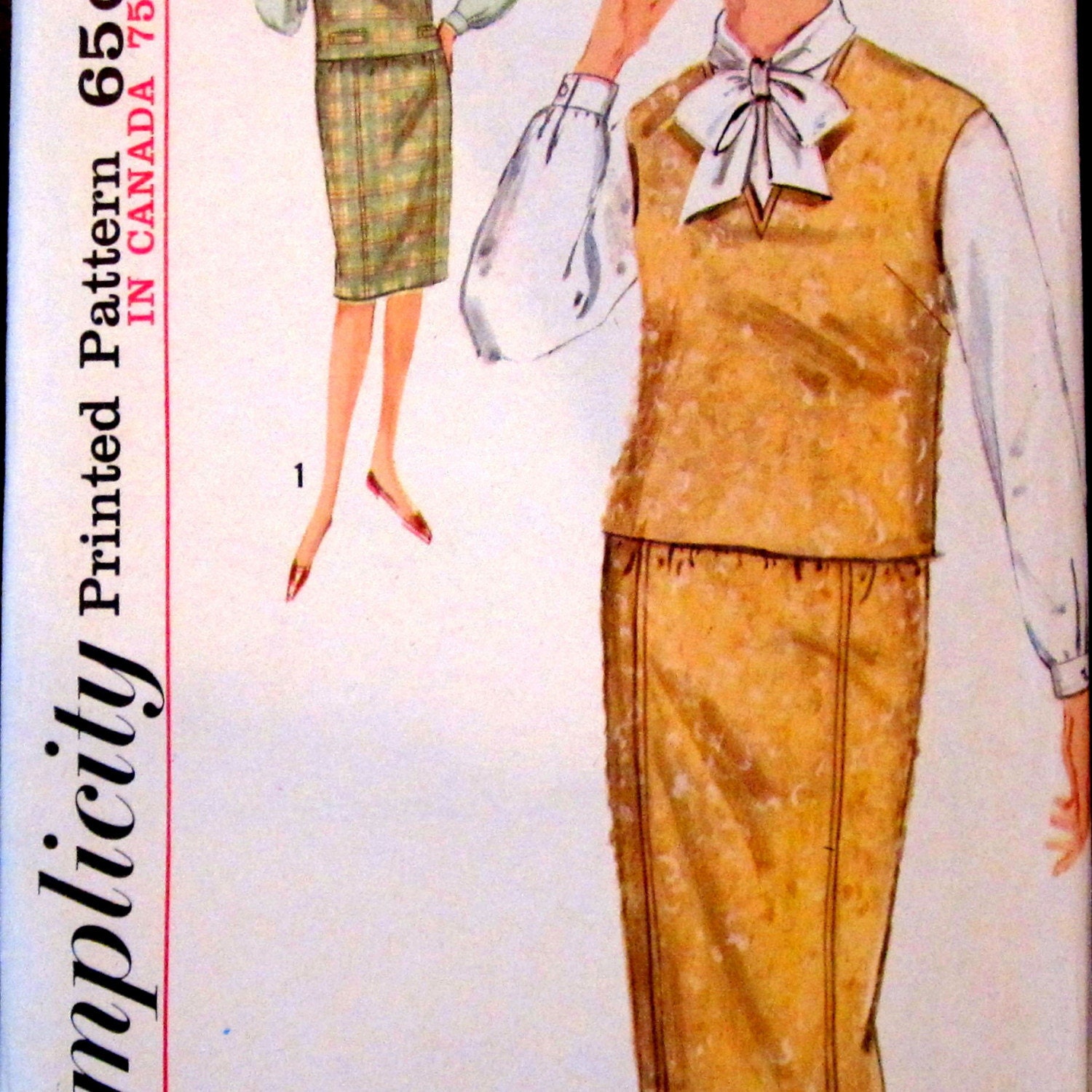1960s Simplicity 5200 Misses size 12 skirt blouse and pullover bust 32 inches