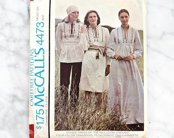 70s Simplicity 6278. 31, 32, 34 bust. puff sleeve bridesmaid cottage core prairie empire waist wedding gown. 1970s Vintage Sewing Pattern