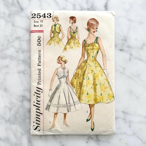 Einfachheit 2543 - Büste 35. 50s Cocktailkleid & Bolero Vintage Schnittmuster.