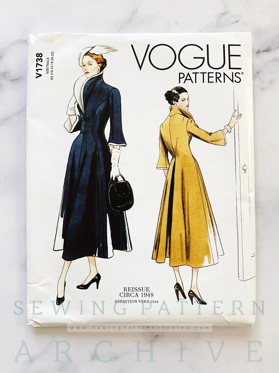 Vogue 1738 non coupé et 6-12, Manteau long ajusté de
