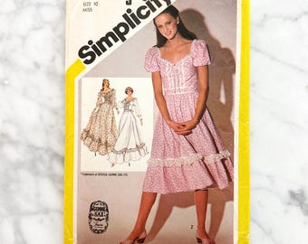 80s Simplicity 5093. 31, 32 Bust Ff. Gunne Sax Sweetheart