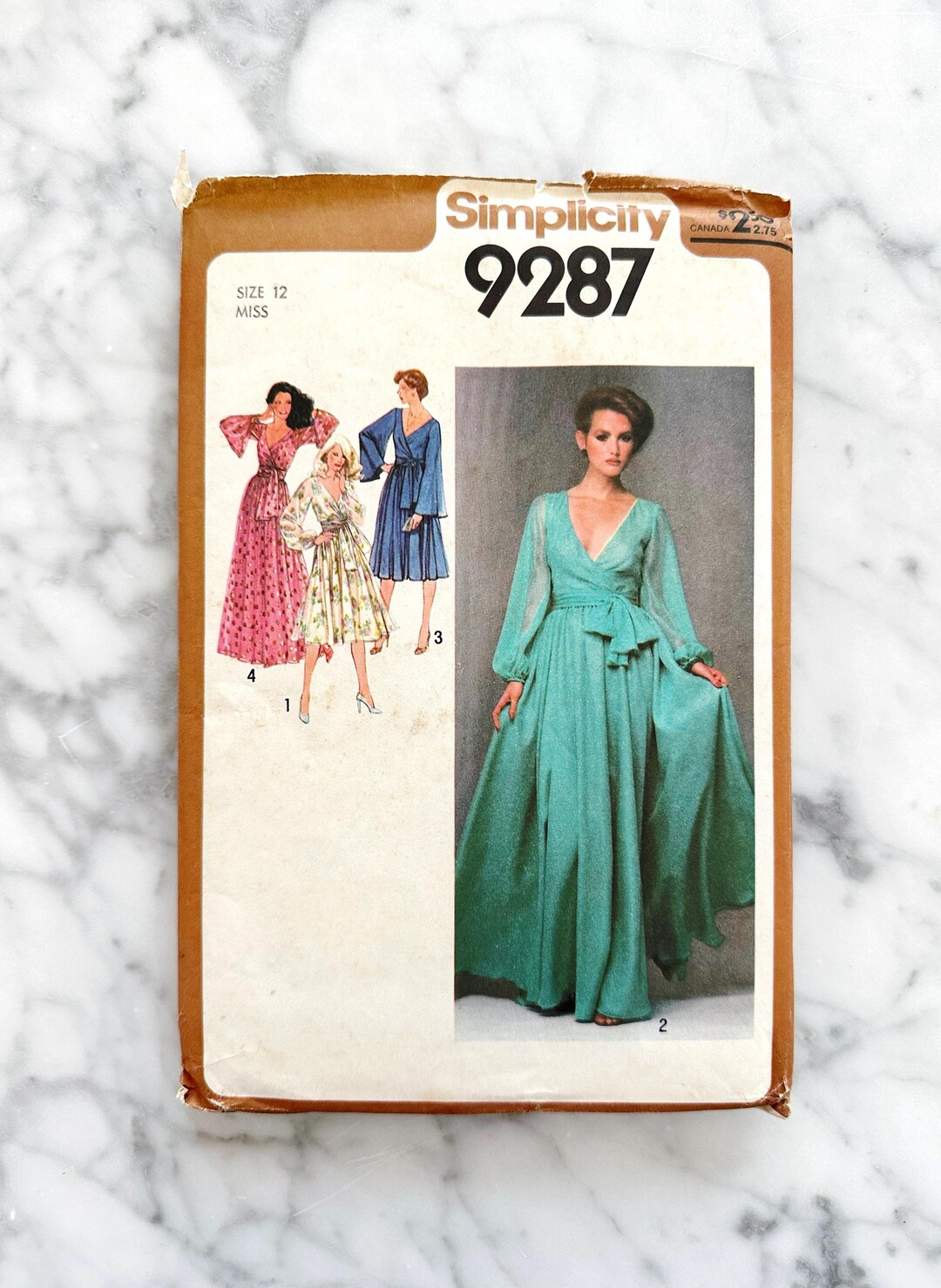 70s Simplicity 9287. 34 Bust Ff. Retro Wrap Surplice Front Evening Gown ...