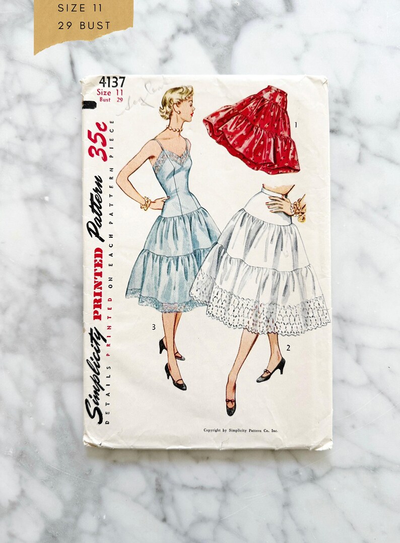1950s Simplicity Sewing Pattern 4137: Slip & Petticoat, Bust 30 - Etsy