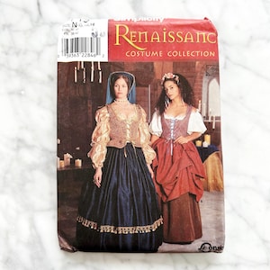 90s Simplicity 8715. 10-14. renaissance lace up corset, off shoulder blouse, long maxi skirt + headpiece. 1990s Vintage Sewing Pattern
