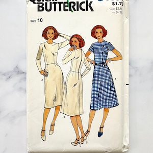 May include: Vintage sewing pattern envelope for a dress, featuring three women wearing different styles of dresses. The pattern is size 10 and is from Butterick, pattern number 3006. The envelope is white with blue and black text.