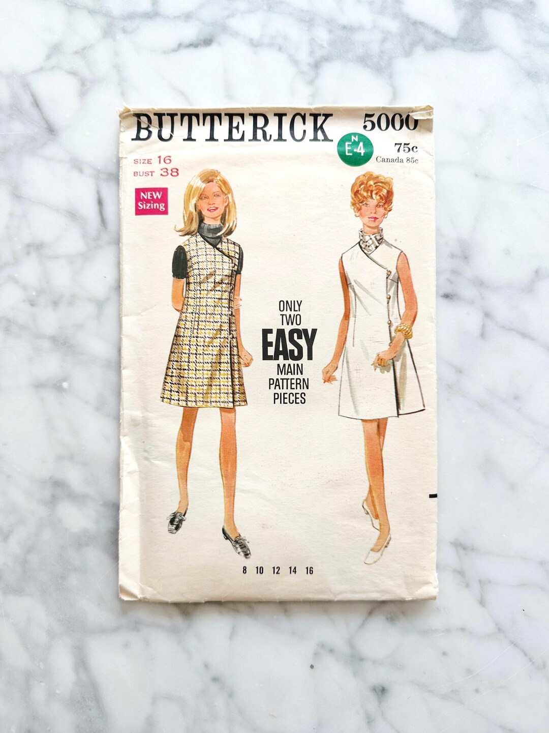 1960s Wrap Tunic Dress Sewing Pattern - Butterick 5000 Bust 38 - Etsy