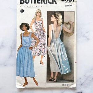 80s Butterick 5657 32 bust. Eileen West prairie apron backless pinafore dress with pockets. cottage core 1980s vintage sewing pattern