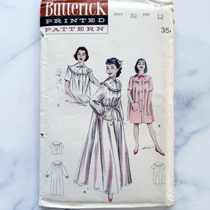 50s Butterick 6997. 30 or 32 bust. retro ruffled yoke lingerie peignoir nightgown robe boudoir dressing gown 1950s vintage sewing pattern