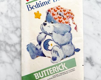 Patrón de costura Butterick 6226 de los 80. Osos Cariñositos para dormir. Patrón de costura de peluche sin cortar. Patrón de costura vintage de los 80.