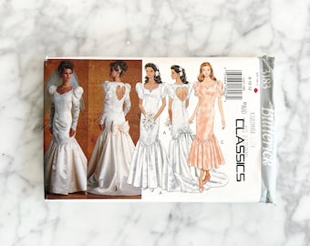 Butterick 3183 – Size 8-10-12. 1990s bridal gown with back heart cutout and mermaid skirt. Vintage sewing pattern.