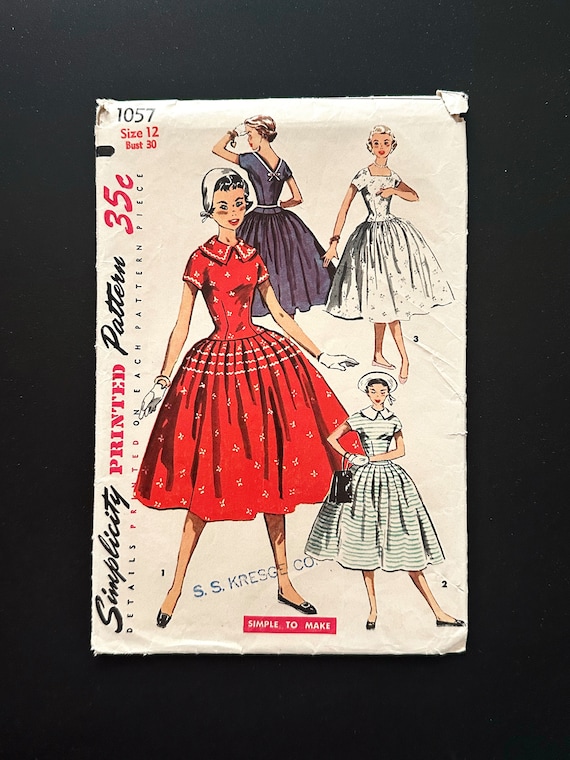 50s Simplicity 30 Bust Drop Waist Full Pleated Skirt