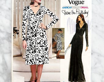 70s Vogue 1548. 31 bust. Diane von Furstenberg reversible wrap dress long maxi. DVF American Designer Original 1970s Vintage Sewing Pattern