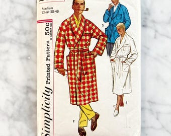 Einfachheit 2312 - Brust 42. 50er Jahre Herren Hausmantel und Lounge Jacke. Pfeifen- und Taschenstil. Schnittmuster Nähanleitung.