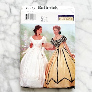 Butterick 6693. 12-16. Making History southern belle civil war era antebellum costume. off shoulder gown. 2000s Vintage Sewing Pattern