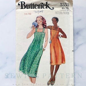 70s Butterick 5355. 32 bust uncut ff. retro pintuck front pleat apron dress + shoulder straps. cottage core 1970s vintage sewing pattern