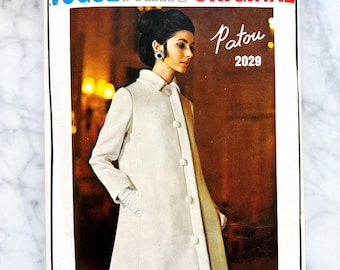 Vogue Paris Original 2029 – Busto 34. Conjunto de vestido e casaco Patou dos anos 1960. Molde de costura vintage.