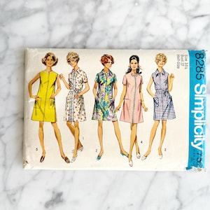 60s Simplicity 8285. 37, 39 bust. Sleeveless short sleeve front zip shift dress. retro mod 1960s Vintage Sewing Pattern volup plus