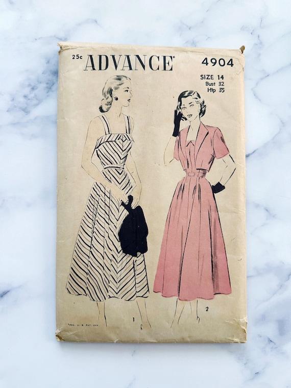 40s Advance 4904. 32 Bust. Foldover Bust Shoulder Strap Fit + Flare Sun  Dress Crop Bolero. WWII Retro Pinup 1940s Vintage Sewing Pattern - Etsy