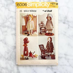 70s Simplicity 6006 Holly Hobbie stuffed toy doll sewing pattern with dress and wardrobe. Craft 1970s Vintage Sewing Pattern
