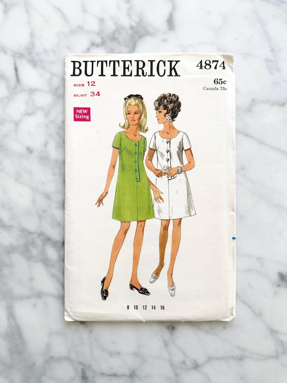 60s a line dress pattern Retro 60s Pattern 1960s A-Line Dress by Makanahele