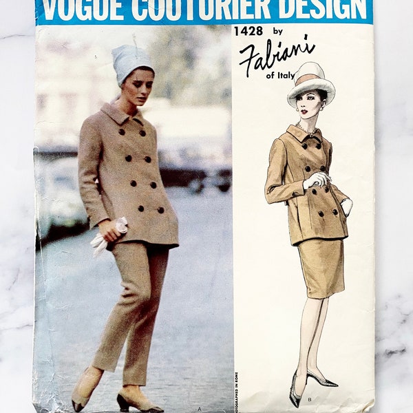 Patron Couture Vogue Couturier Fabiani Italy - Taille Buste 38 - Robe Vintage Rare