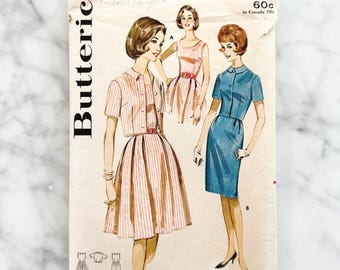 Butterick 2258 – Bust 36. 1960s classic fit and flare dress with jacket. Vintage sewing pattern.