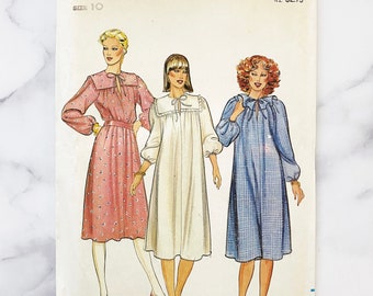 80s Butterick 4160. 32, 34, 42 bust uncut ff. loose nightgown shift house dress ruffle yoke . 1980s Vintage Sewing Pattern. volup plus size