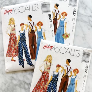 90s McCalls 8837. 4-8, 8-12. 12-16 overalls jumper bib front dress. front tie back elastic jumpsuit. 1990s vintage sewing pattern image 3
