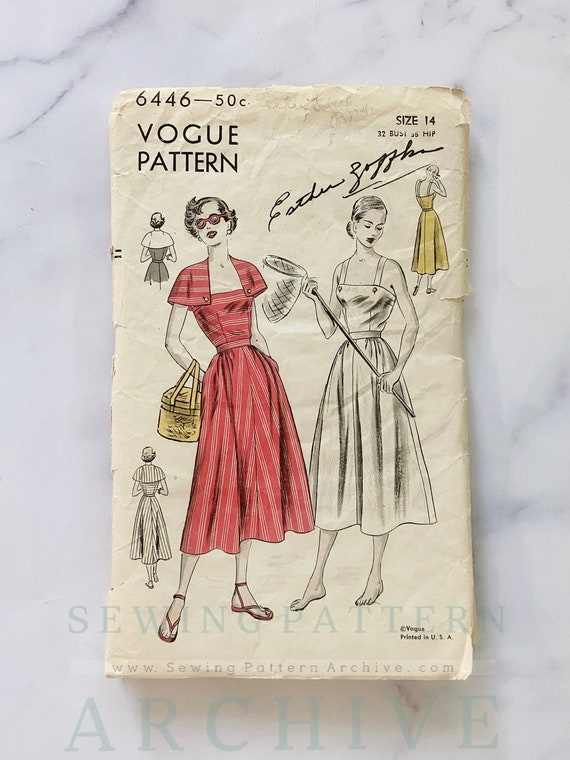 40s Vogue 6446. 32 bust. retro rockabilly WWII style apron strap sun dress with cape. pinup 1940s Vintage Sewing Pattern 40s Vogue 6446. 32 bust. retro rockabilly WWII style apron strap sun dress with cape. pinup 1940s Vintage Sewing Pattern