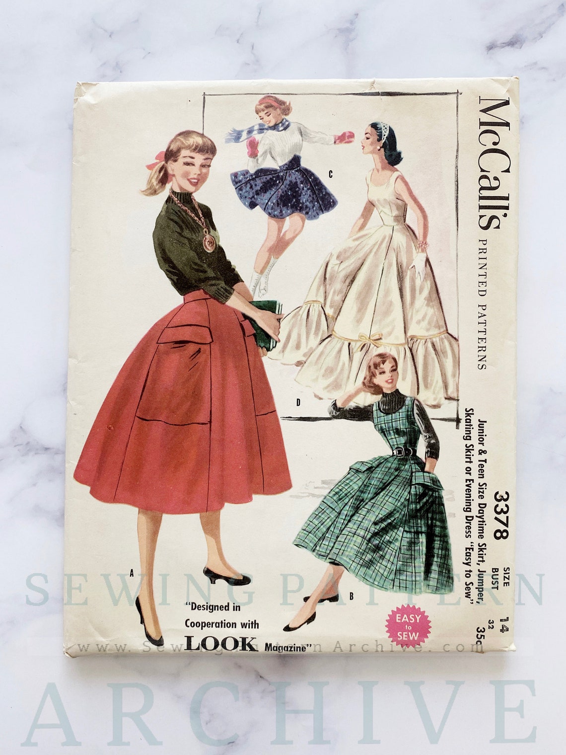 50s Mccalls 3378. 32 Bust Uncut Ff. Skating Skirt Ruffle Tier Evening ...