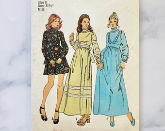 70s Simplicity 5956. 31, 32 Bust. Gunne Sax Prairie Cottage
