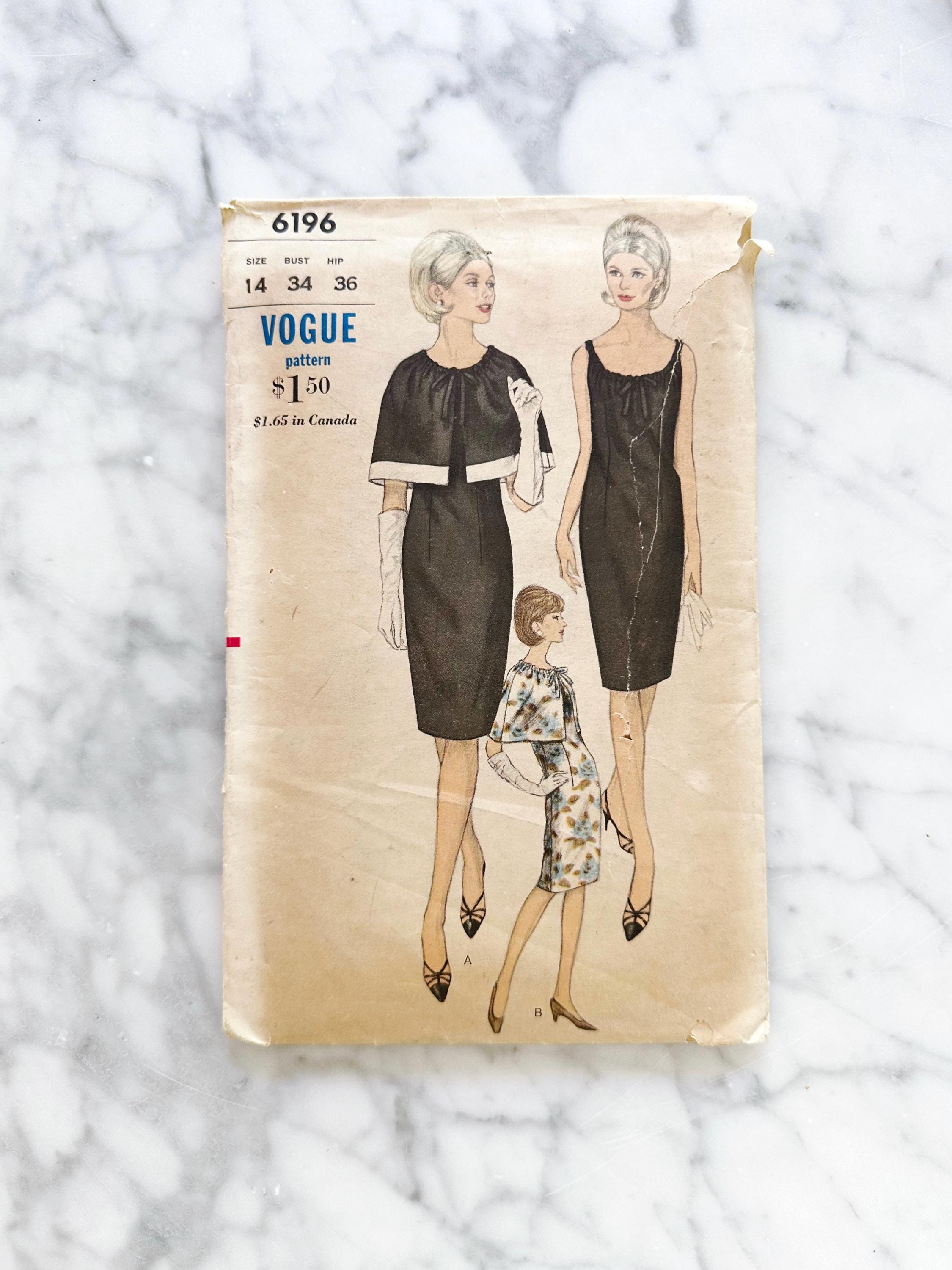60s Vogue 6196. 34 Bust. Drawstring Neckline Fitted Sheath