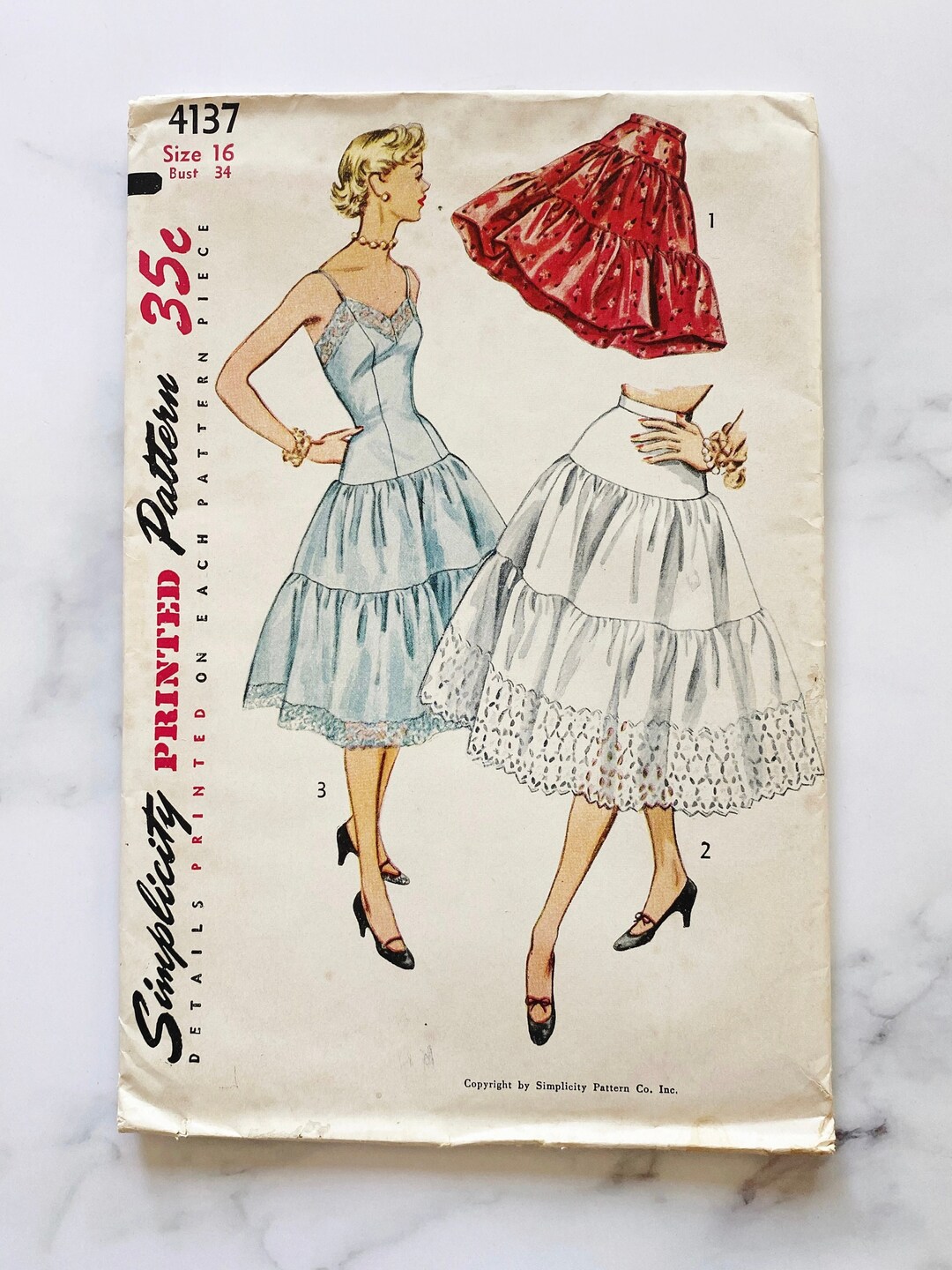 50s Simplicity 4137. 34 Bust Uncut Ff. Full Slip Dress Tiered Slip ...