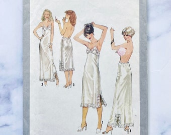 70s Simplicity 8862. 34 bust uncut ff. Full Half Skirt Slip lace trim slip dress midi maxi length LINGERIE 1970s Vintage Sewing Pattern