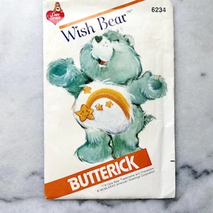 80s Butterick 6234. Care Bears Wish Bear sewing pattern uncut ff. Care Bears stuffed toy sewing pattern. Craft 1980s Vintage Sewing Pattern