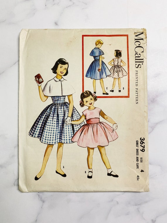 50s Mccalls 3679 Girls Size 4 Uncut Ff. Girls Fit + Flare Skater