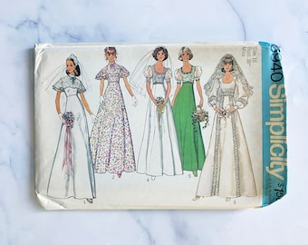 70s Simplicity 6940. 38 bust ff volup Prairie cottage core boho wedding gown tiered maxi prom dress puff sleeve 1970s vintage sewing pattern