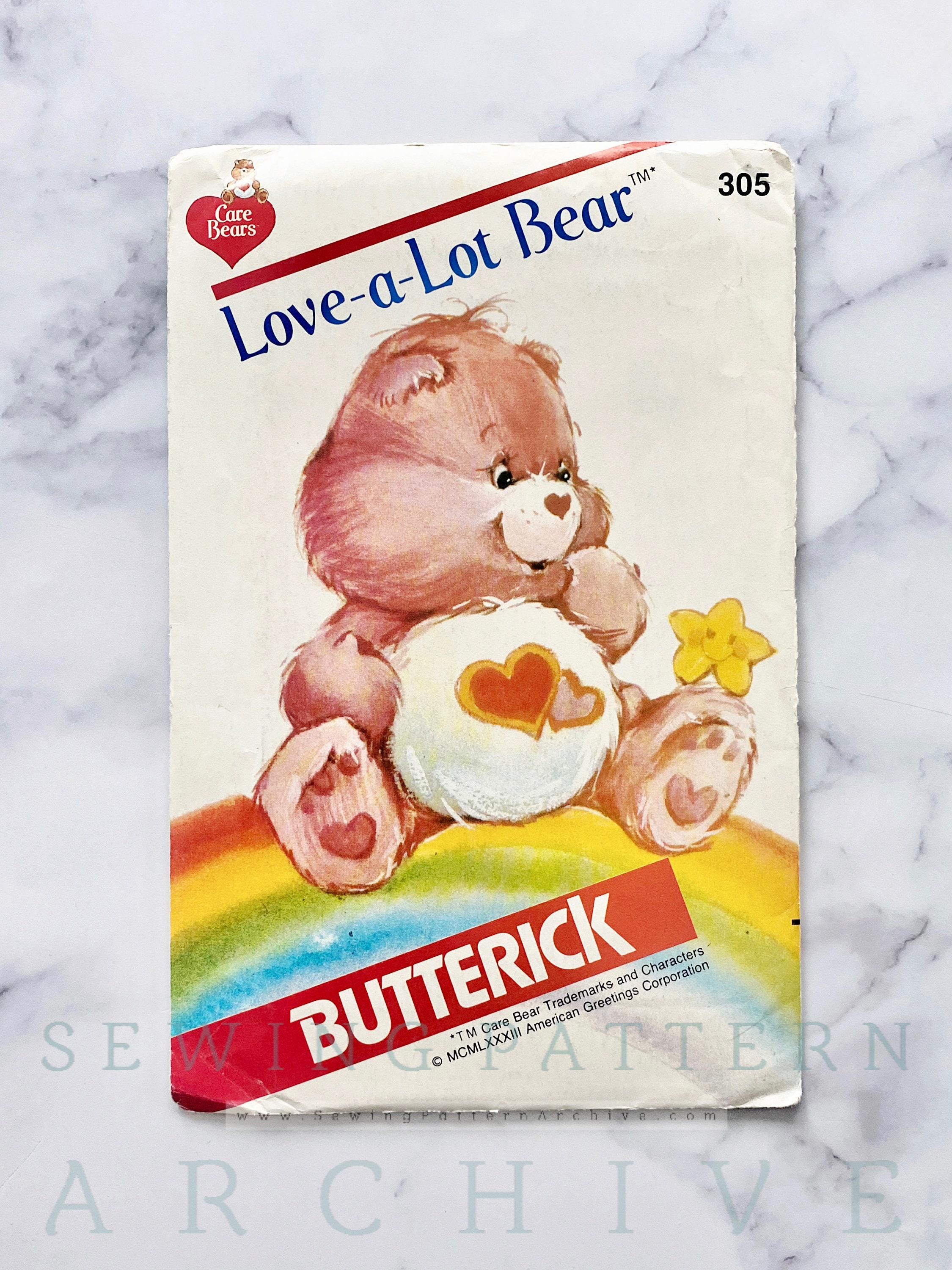 作家ベア 80s Butterick 6232 / 305. Care Bears Love A Lot Bear Sewing