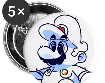 Hand Drawn Mario Buttons 3&quot; ( 5-pack)