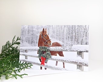 Horse in Snow Christmas Card, Equestrian Card