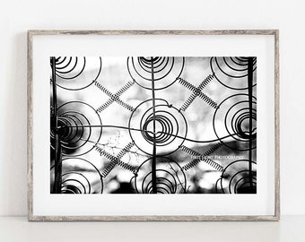 Industrial Wall Decor, Rustic Factory Photograph, Steampunk Wall Art, Geometric Print, Black and White Abstract Decor