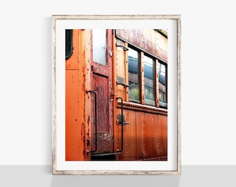 Train Photograph, Chicago South Shore Train Photograph, Industrial Decor, Train Canvas Art