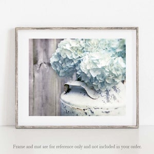 Blue Hydrangea Print, Hydrangea Photo, Farmhouse Wall Decor Cottagecore Wall Art