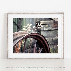 Farmhouse Decor, Old Wheel Photograph, Rustic Home Decor, Old Wagon Wheel Photo, Rustic Farmhouse Decor