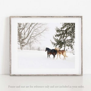 Horse Photo, Winter Horse Print, Farmhouse Wall Decor, Winter Landscape Photo, Horse Canvas Art