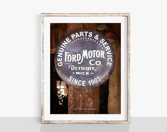 Vintage Car Sign Photograph, Motor Oil Photo, Rustic Home Decor, Man Cave Photo Print, Photo of Antique Motor Oil Sign from 1903