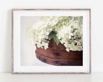 Hydrangea Print, Country Wall Decor, Hydrangea Photo, Farmhouse Decor, White Flowers, French Country Decor, Photo of Hydrangeas, Floral Art