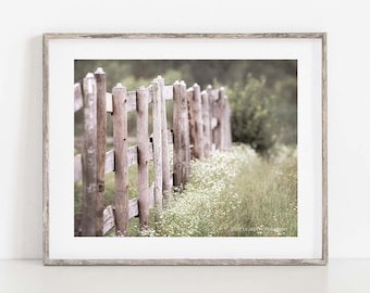 Fence Photo, Country Landscape Photo, Farmhouse Wall Decor, Country Fence Canvas Art