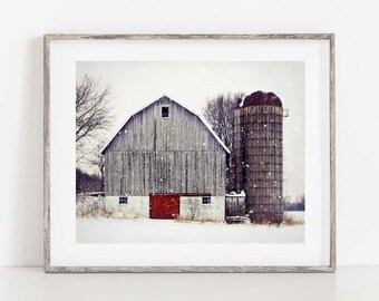 Barn Photo, Farmhouse Wall Decor, Gray Barn Photograph, Gray Barn Photo, Barn Canvas