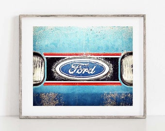 Old Truck Photo, Antique Truck Photograph, Old Blue Truck Print, Man Cave Wall Art, Boys Room Decor, Vintage Ford Truck Photograph